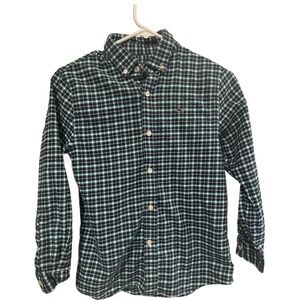 EUC BOYS VINEYARD VINES WHALE SHIRT NAVY BLUE GREEN PLAID SIZE S (8-10)